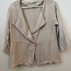 Viola Borghhi Linen Blazer Size Medium (M) Women's Linen Blend Beige Draped Coll